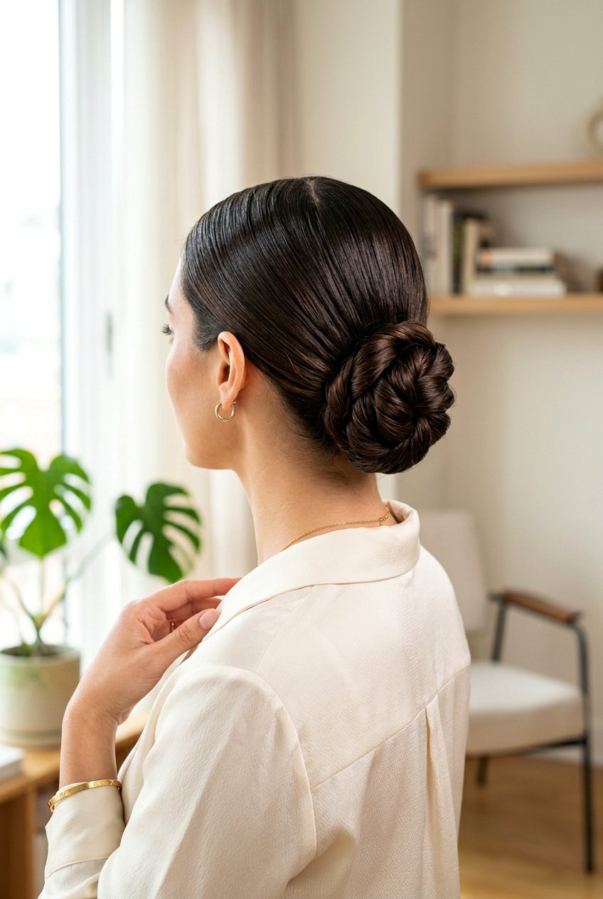 Middle Part Bun With Twisted Bun - 20 clean girl bun with middle part - 20 clean girl bun with middle part