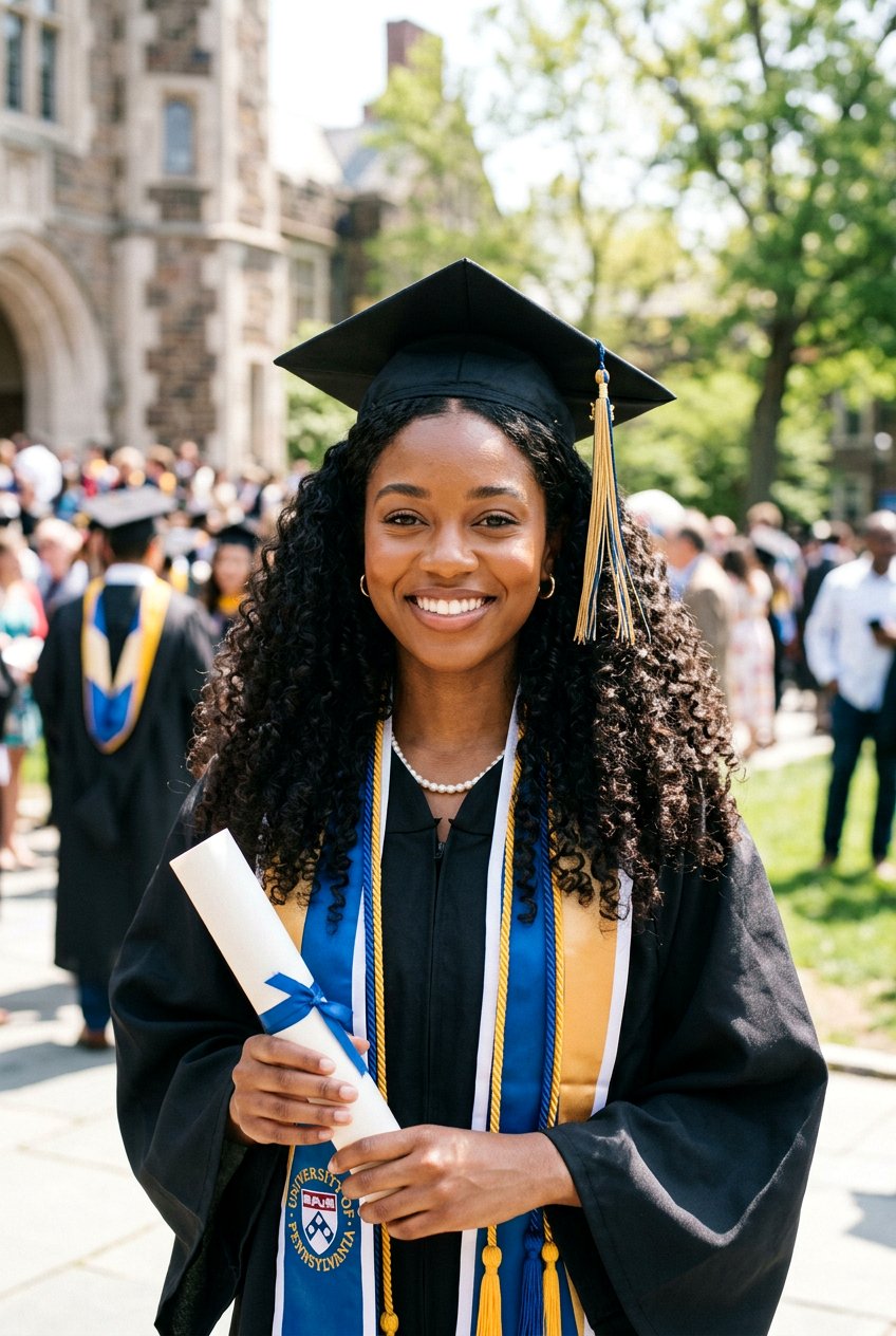Middle Part Curls With Graduation Cap - 20 graduation curls with cap - 20 graduation curls with cap