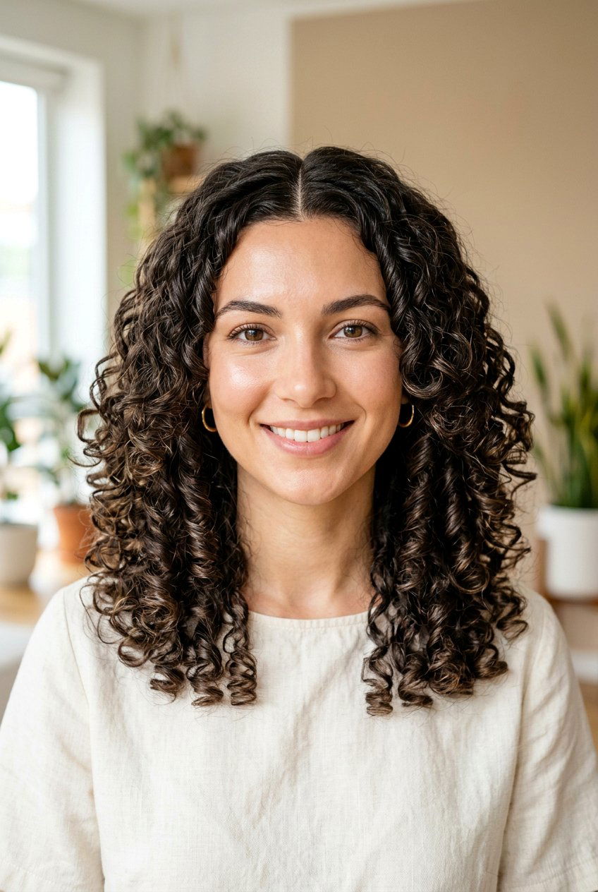 Middle Part Curls - 20 wash and go hairstyles - 20 wash and go hairstyles