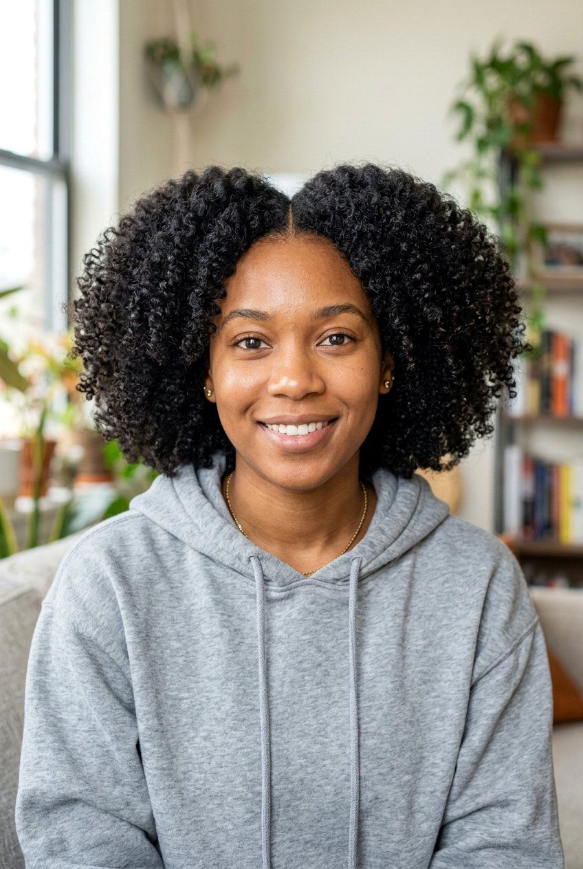 Middle Part Curly Afro Bob - 20 curly afro bob haircut - 20 curly afro bob haircut