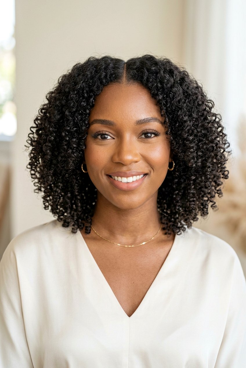 Middle Part Curly Bob - 20 crochet curly bob for black women - 20 crochet curly bob for black women