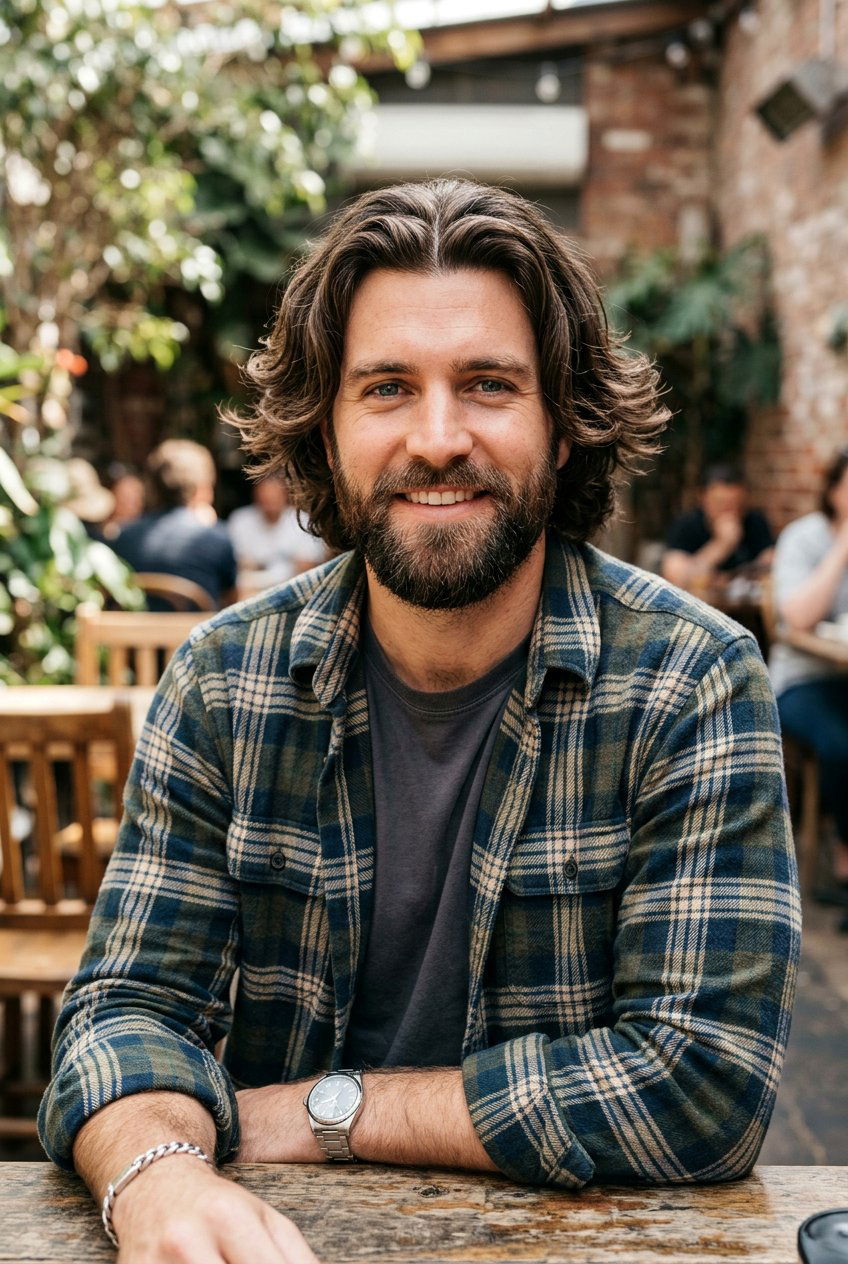 Middle Part Flow With Beard - 20 middle part flow haircut men - 20 middle part flow haircut men