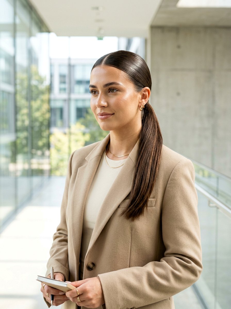 Middle Part Glossy Clean Girl Ponytail - 20 glossy clean girl ponytail - 20 glossy clean girl ponytail