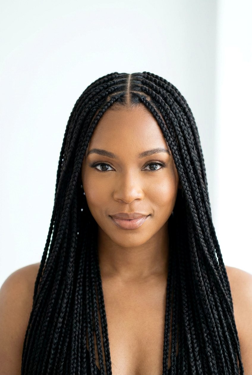 Middle Part Knotless Braids - 20 knotless braids hairstyles - 20 knotless braids hairstyles
