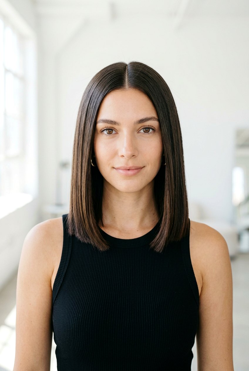 Middle Part Lob - 20 lob haircut for women - 20 lob haircut for women
