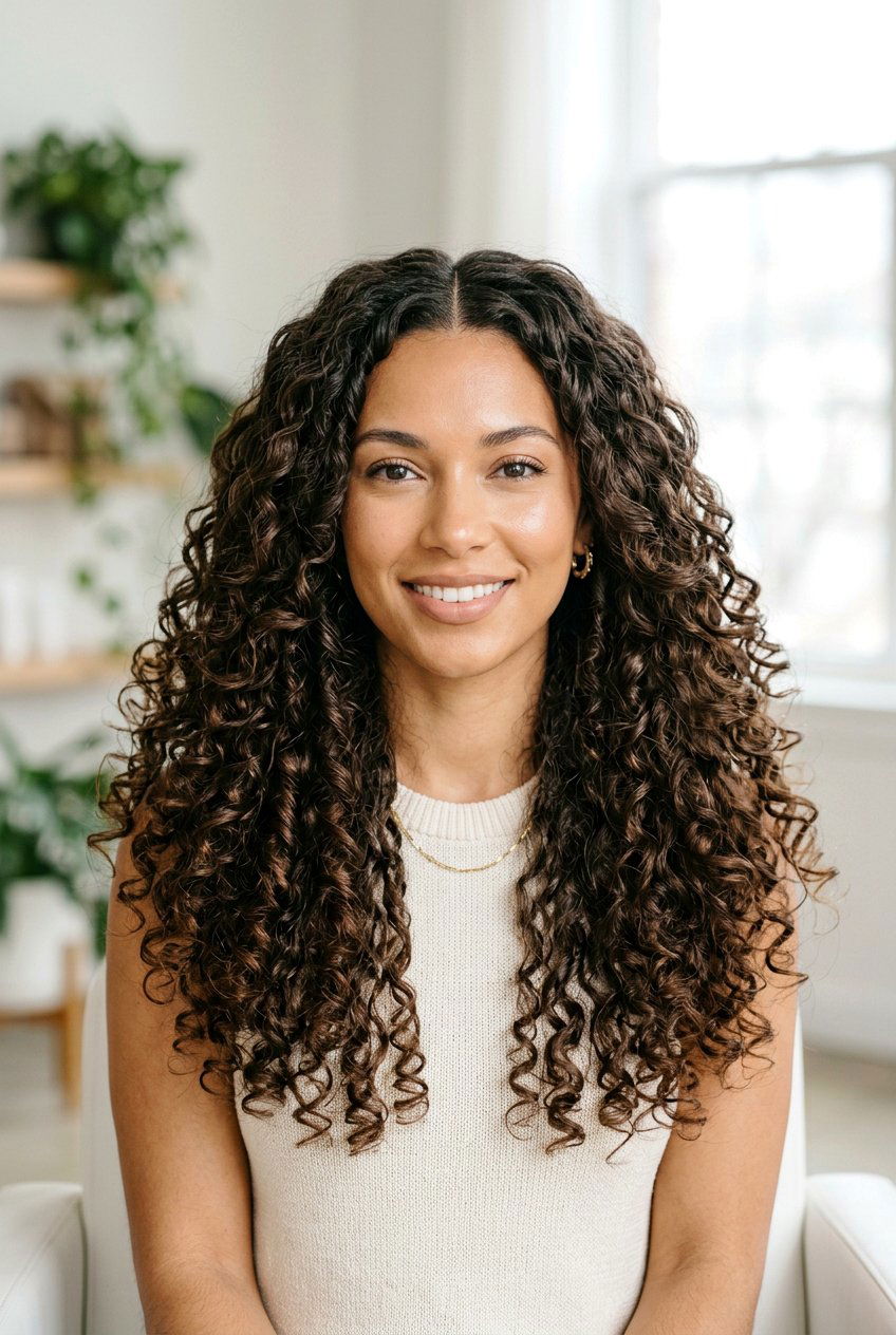 Middle Part Long Curls - 20 curly hairstyles for long hair - 20 curly hairstyles for long hair