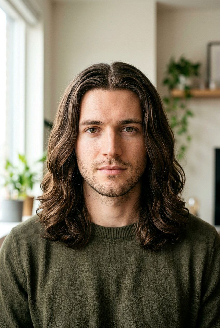 Middle Part Long Hair - 20 long hairstyles for men - 20 long hairstyles for men