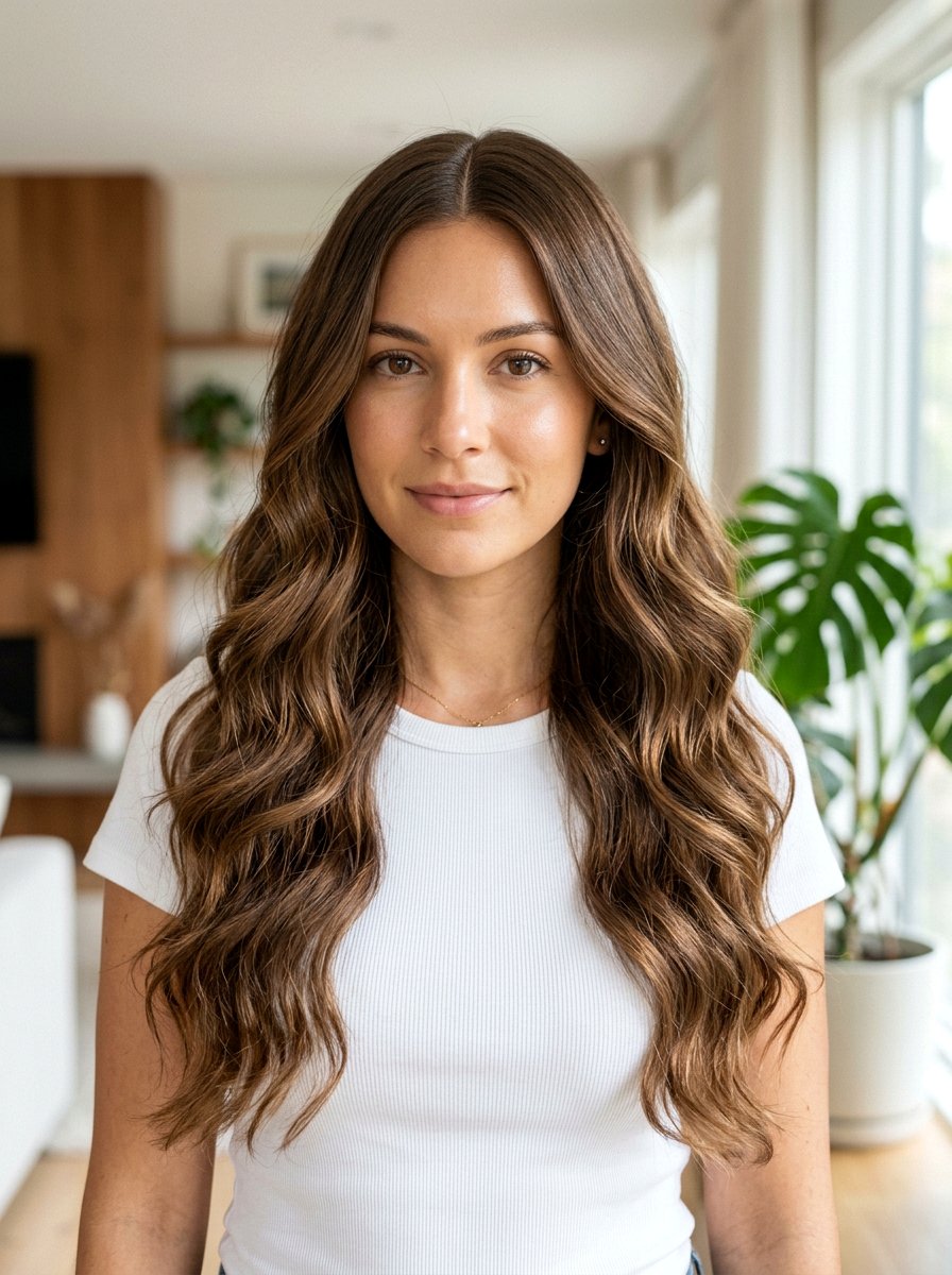 Middle Part Long Wavy Haircut - 20 romantic wavy haircut for long hair - 20 romantic wavy haircut for long hair