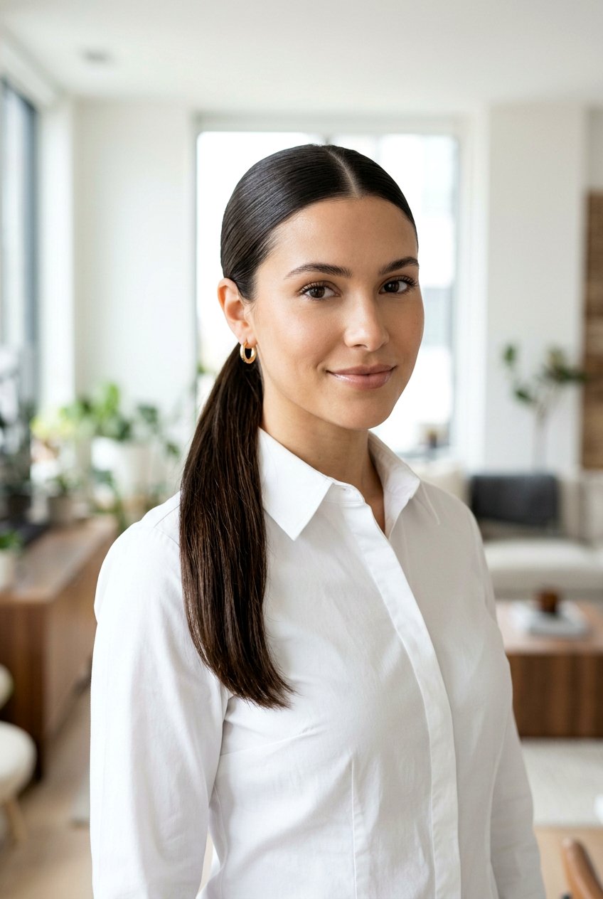 Middle Part Low Ponytail Clean Girl - 20 clean girl ponytail hairstyle - 20 clean girl ponytail hairstyle