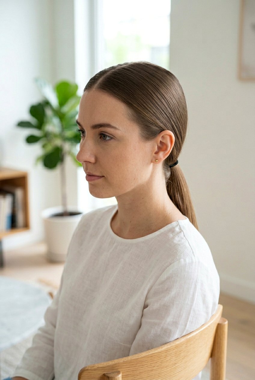 Middle Part Low Ponytail - 20 everyday middle part hairstyle - 20 everyday middle part hairstyle