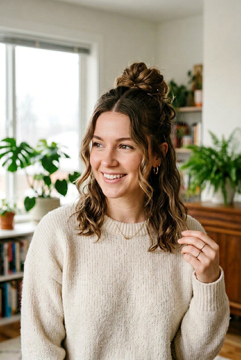 Middle Part Messy Bun - 20 everyday middle part hairstyle - 20 everyday middle part hairstyle