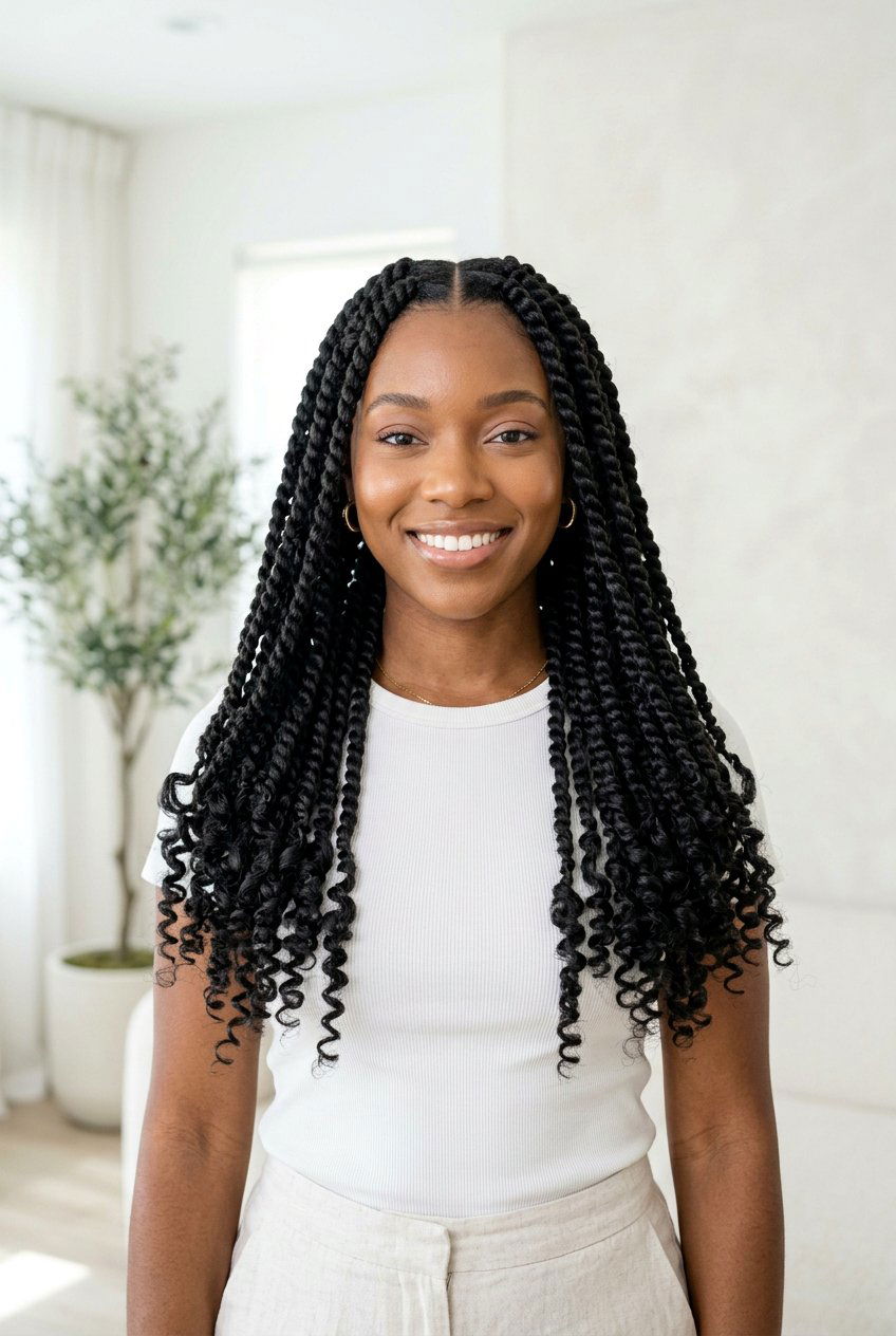 Middle Part Passion Twists With Curly Ends - 20 passion twists with curly ends - 20 passion twists with curly ends