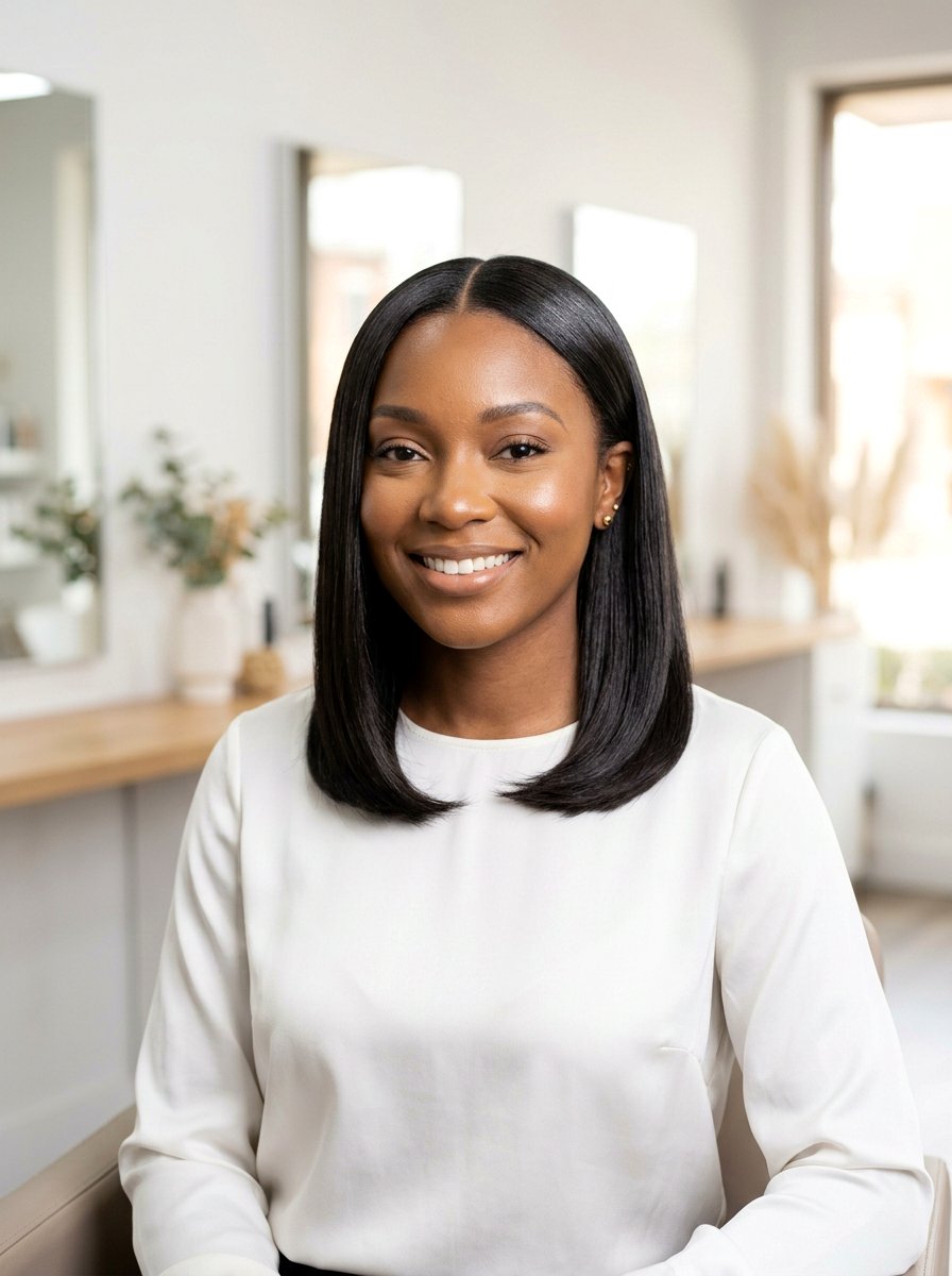 Middle Part Silk Press Bob - 20 silk press bob hairstyle - 20 silk press bob hairstyle