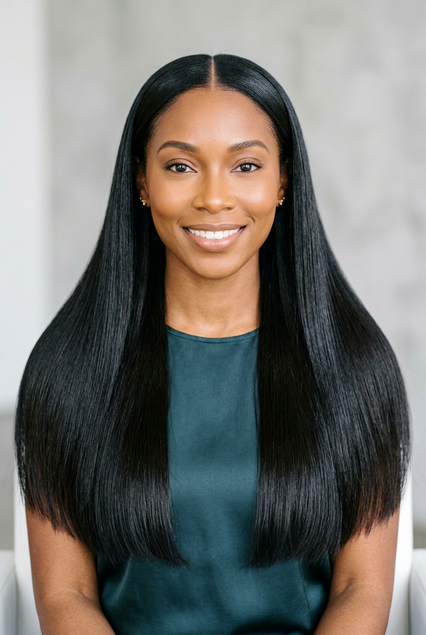 Middle Part Silk Press - 20 silk press hairstyles - 20 silk press hairstyles