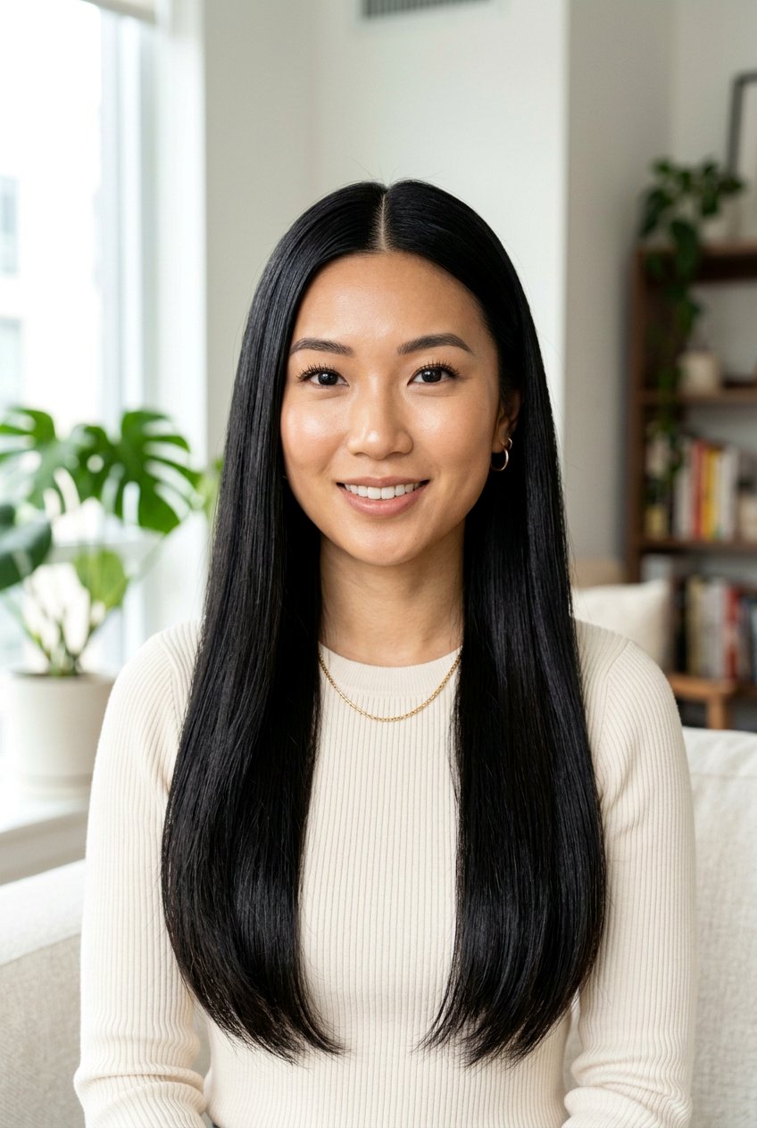 Middle Part Silk Straight Hair - 20 silk straight hair ideas - 20 silk straight hair ideas