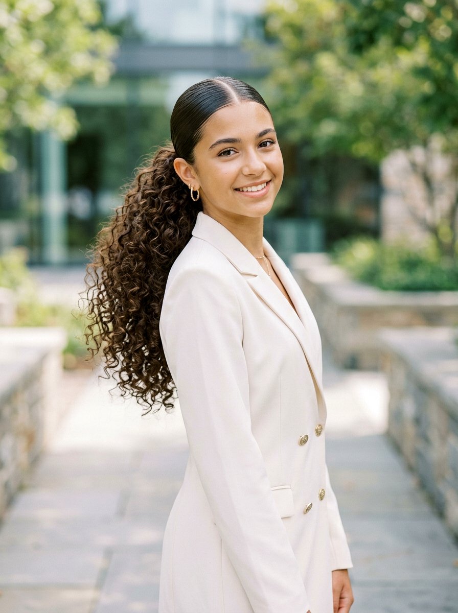 Middle Part Sleek Curly Ponytail - 20 teen girls homecoming curls ponytail - 20 teen girls homecoming curls ponytail