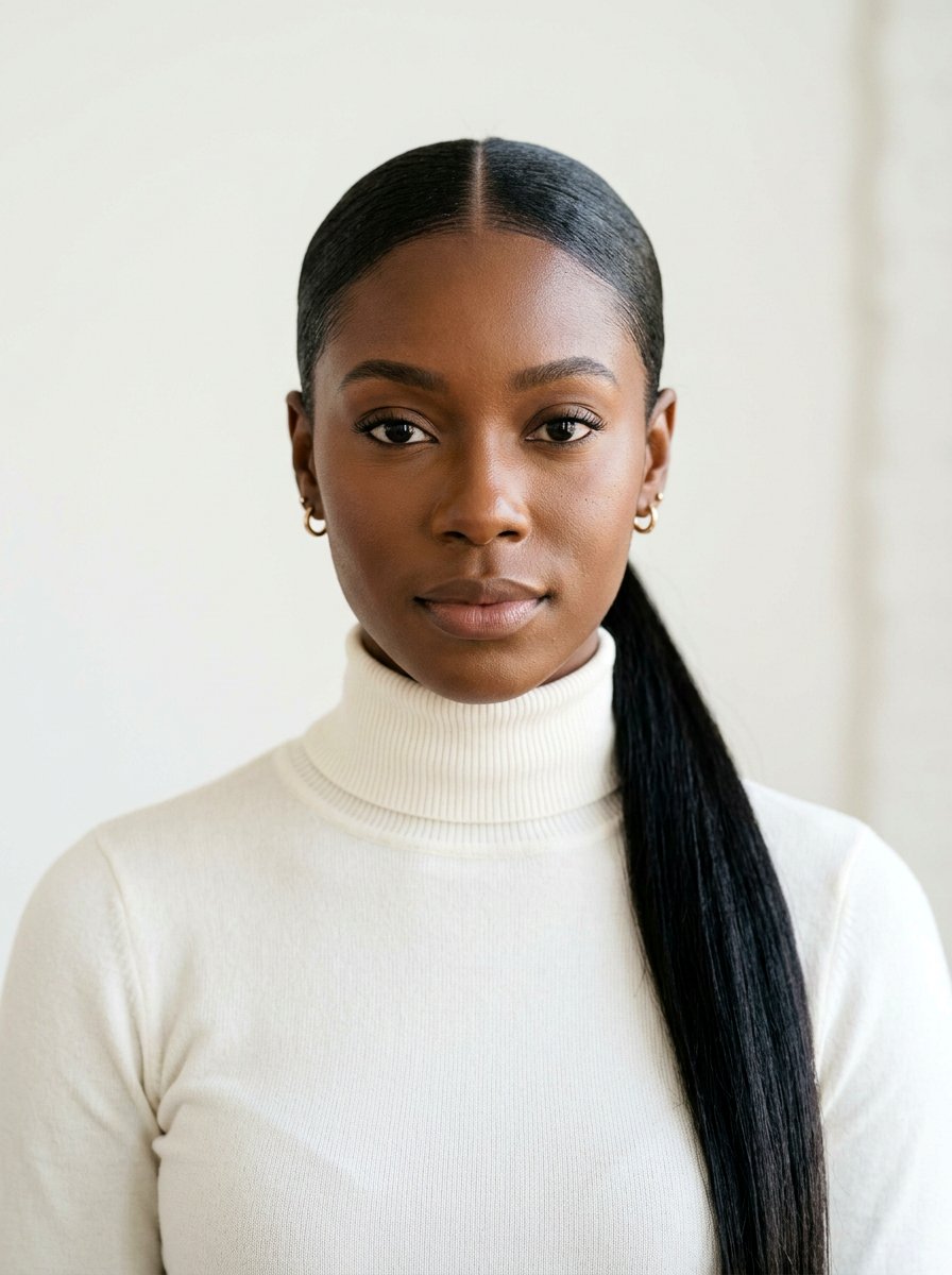 Middle Part Sleek Ponytail For Black Women - 20 sleek hairstyle for black women ponytail - 20 sleek hairstyle for black women ponytail