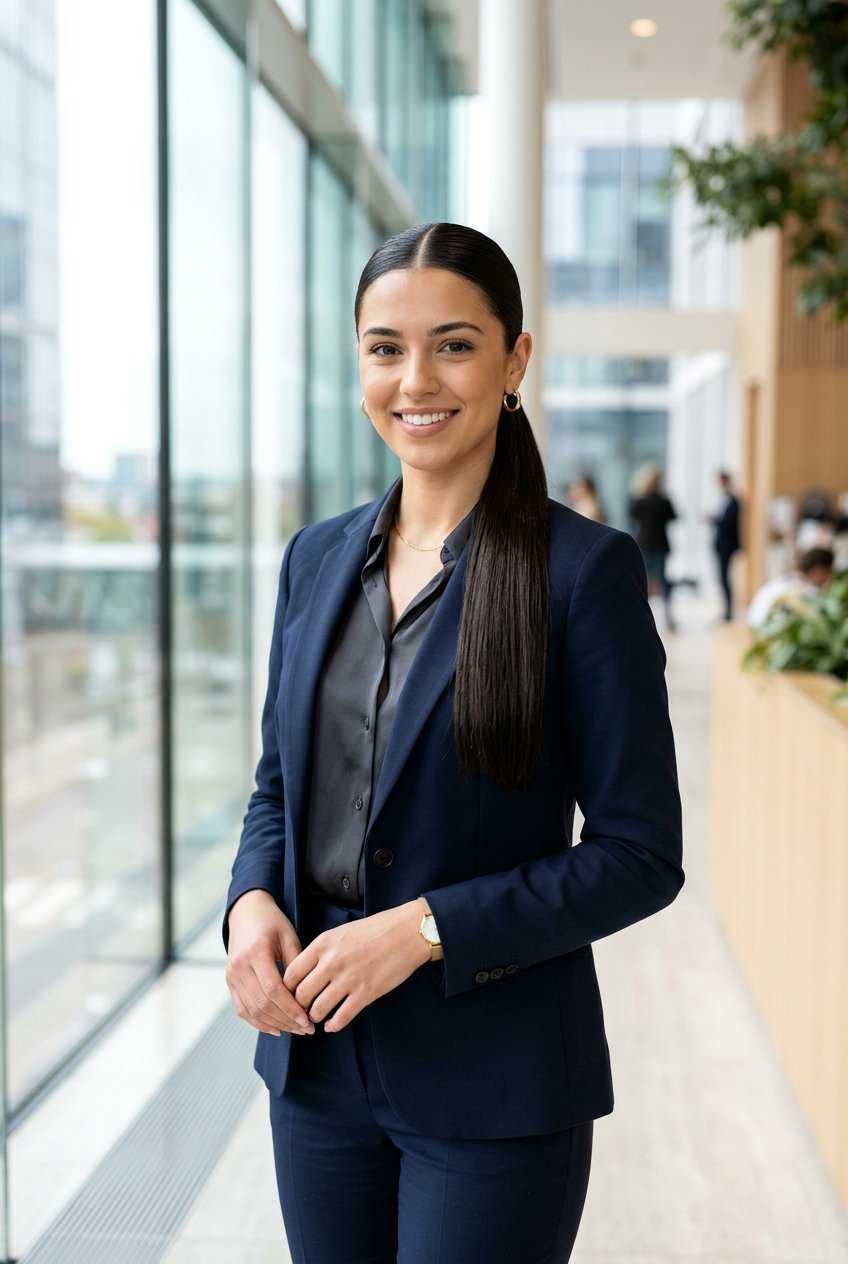 Middle Part Sleek Ponytail For Interview - 20 interview ponytail hairstyle - 20 interview ponytail hairstyle