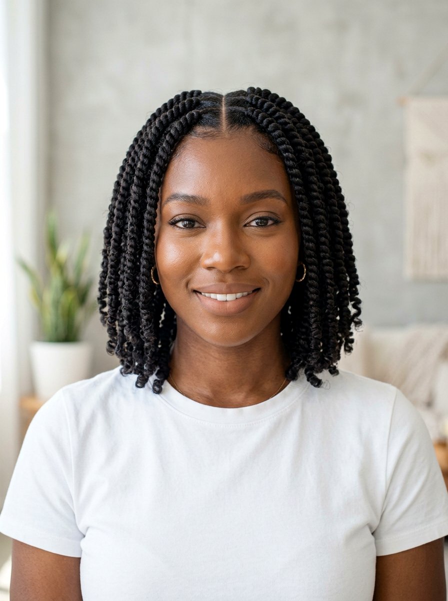 Middle Part Spring Twist Bob - 20 spring twists bob hairstyle - 20 spring twists bob hairstyle