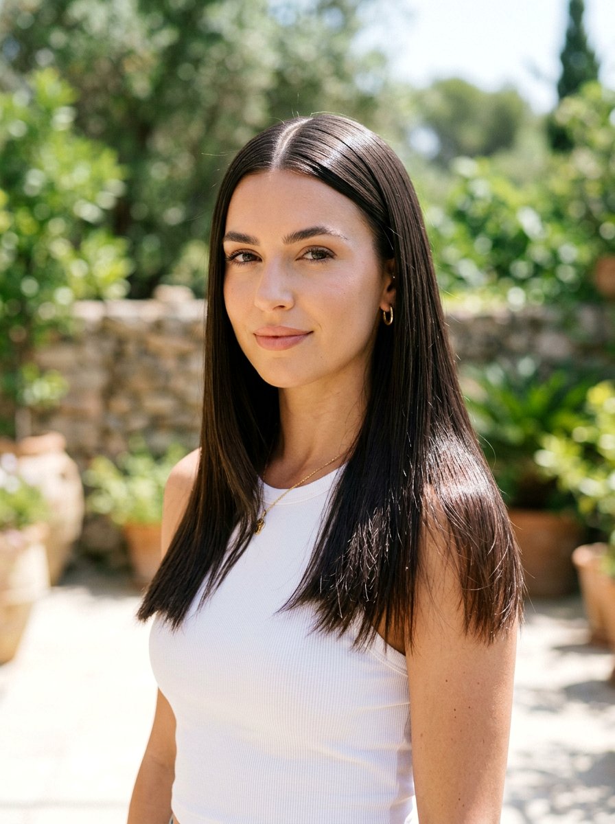 Middle Part Straight Hair - 20 simple hairstyle for work dinner - 20 simple hairstyle for work dinner