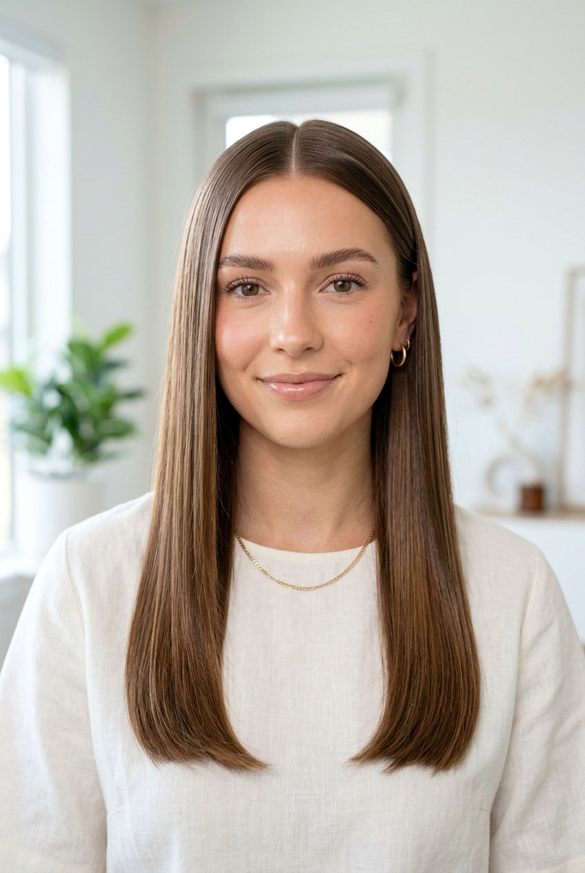 Middle Part Straight Hair - 20 clean girl hairstyles - 20 clean girl hairstyles