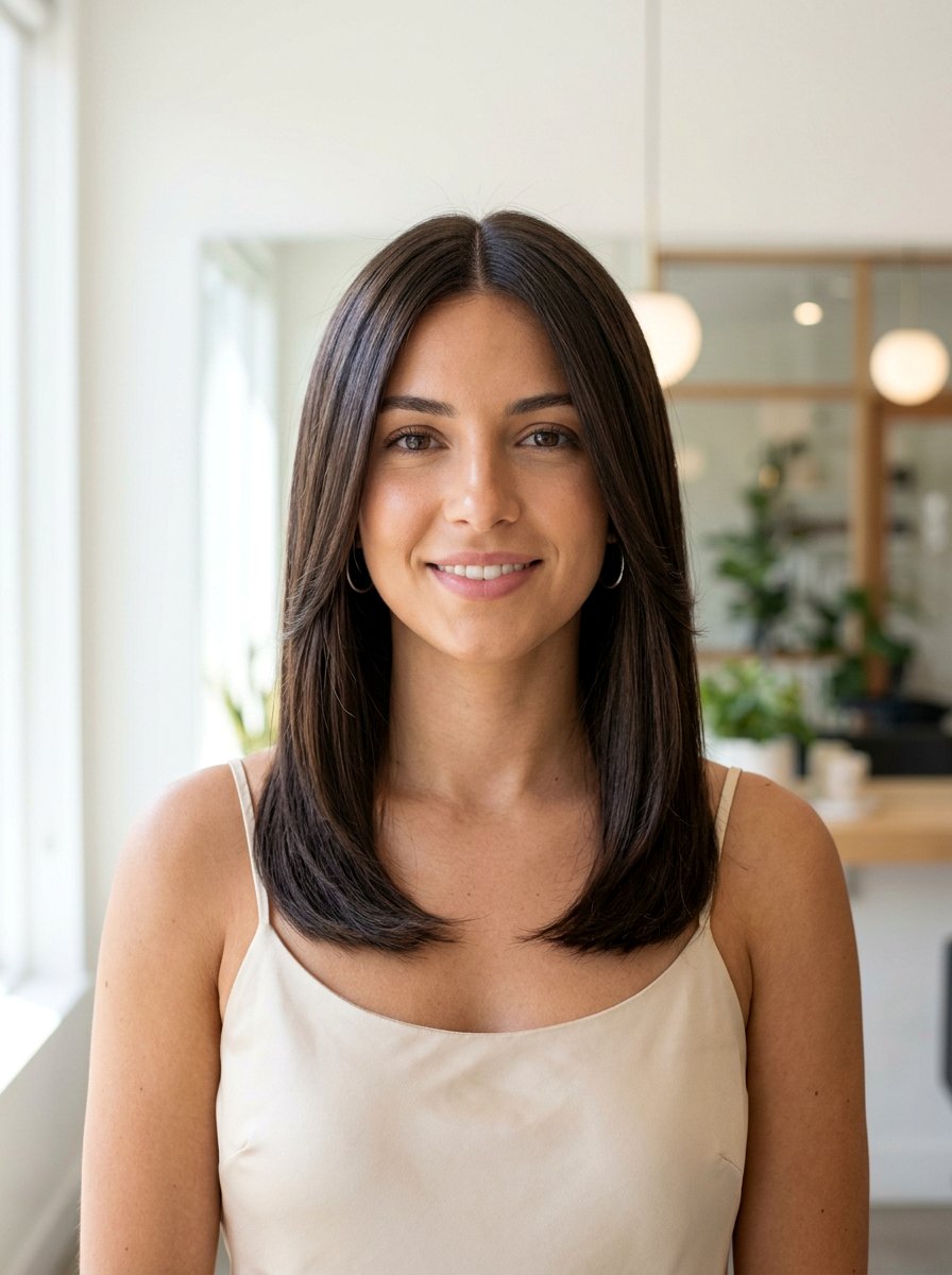 Middle Part Straight Shoulder Length Layers - 20 straight shoulder length layers for women - 20 straight shoulder length layers for women