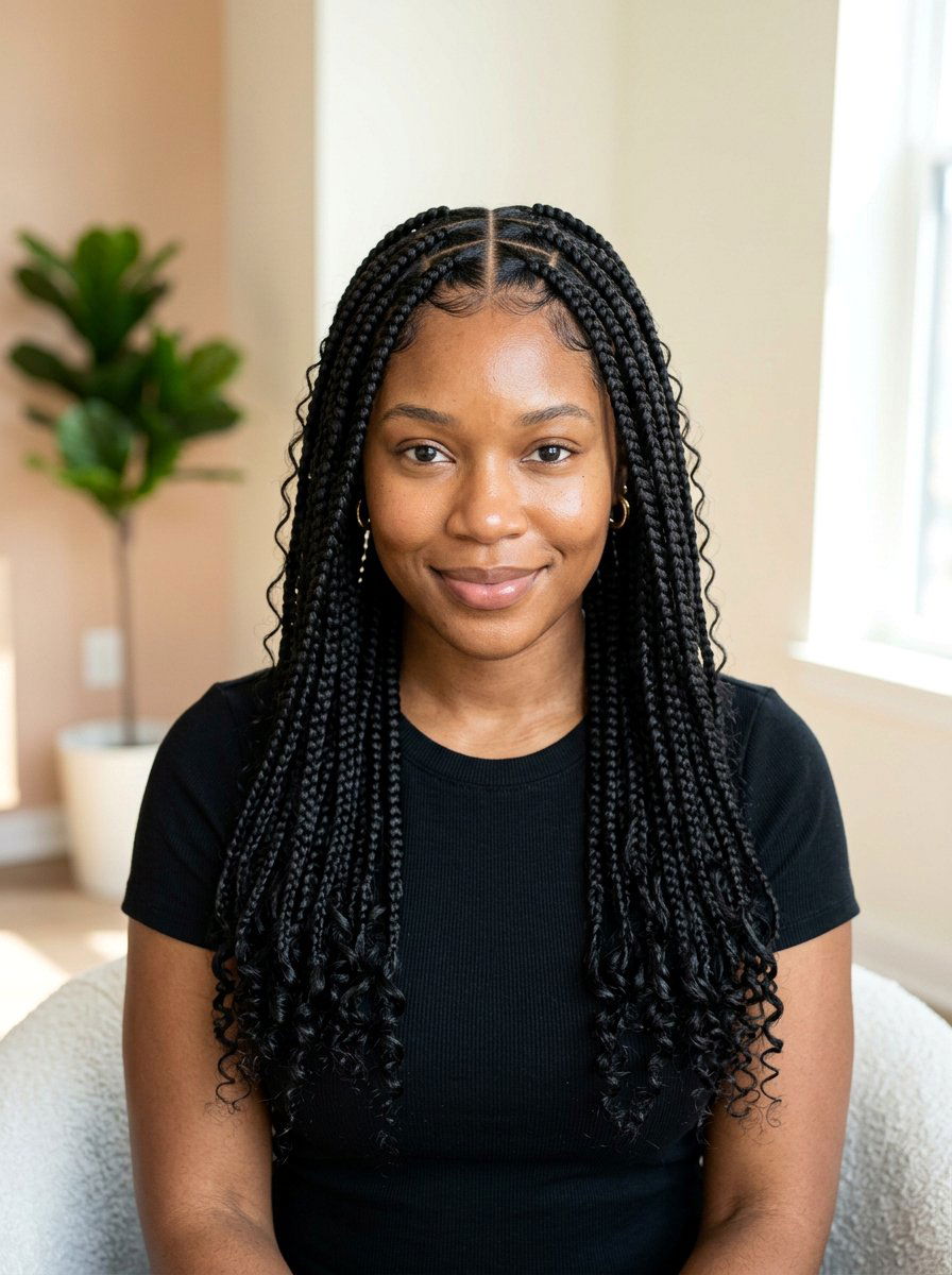 Middle Part Triangle Part Box Braids - 20 triangle part box braids - 20 triangle part box braids