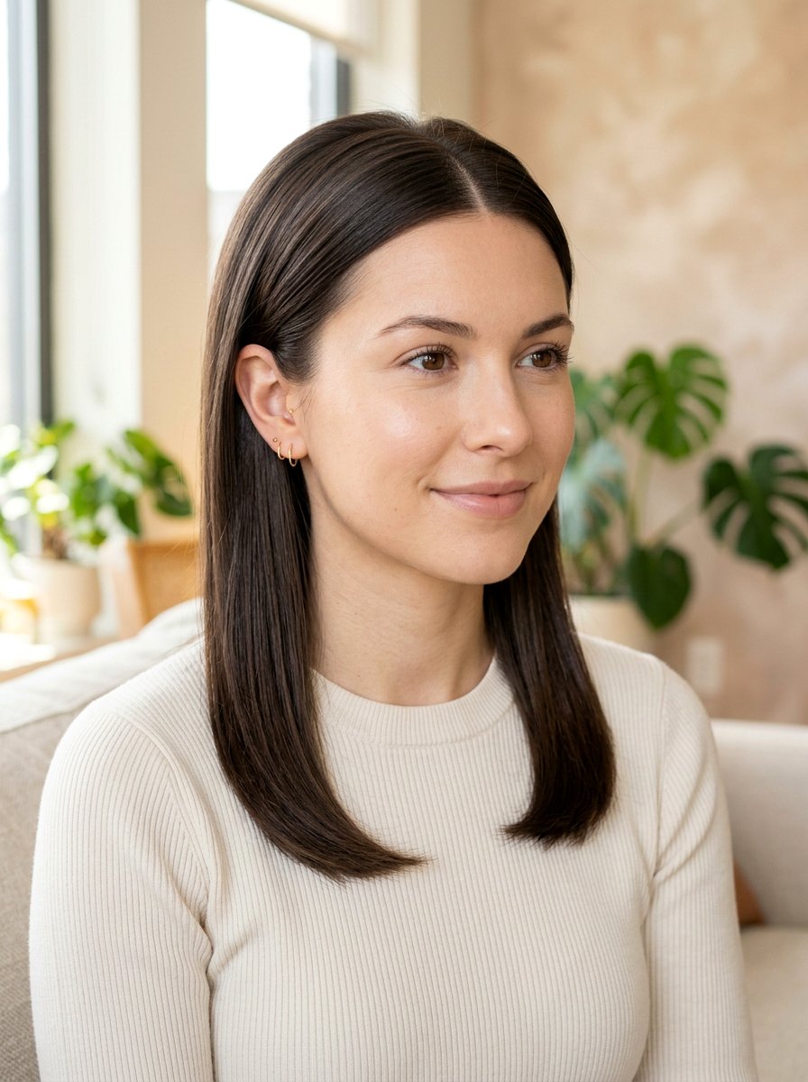 Middle Part Tucked Behind Ears - 20 simple tucked back hairstyle - 20 simple tucked back hairstyle