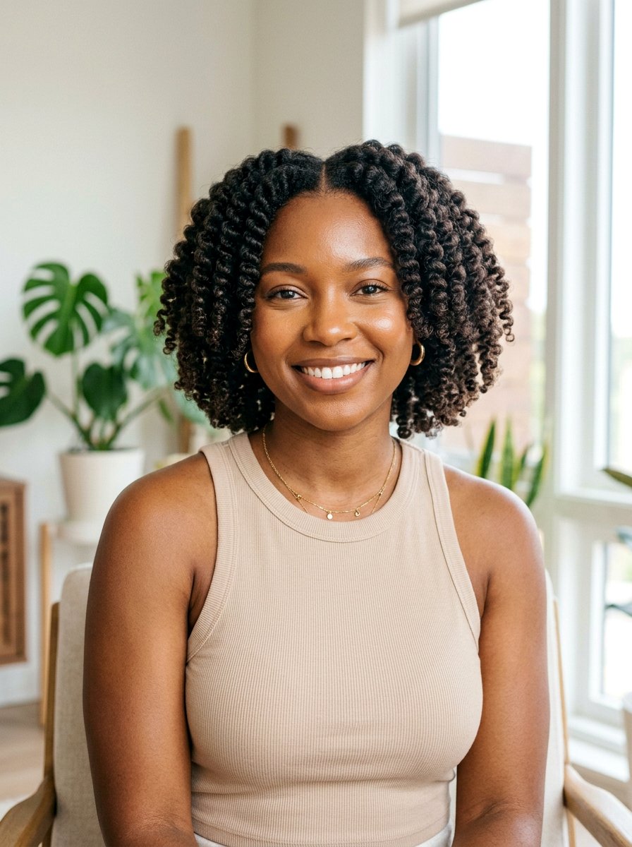 Middle Part Twist Out Bob - 20 twist out bob hairstyle - 20 twist out bob hairstyle