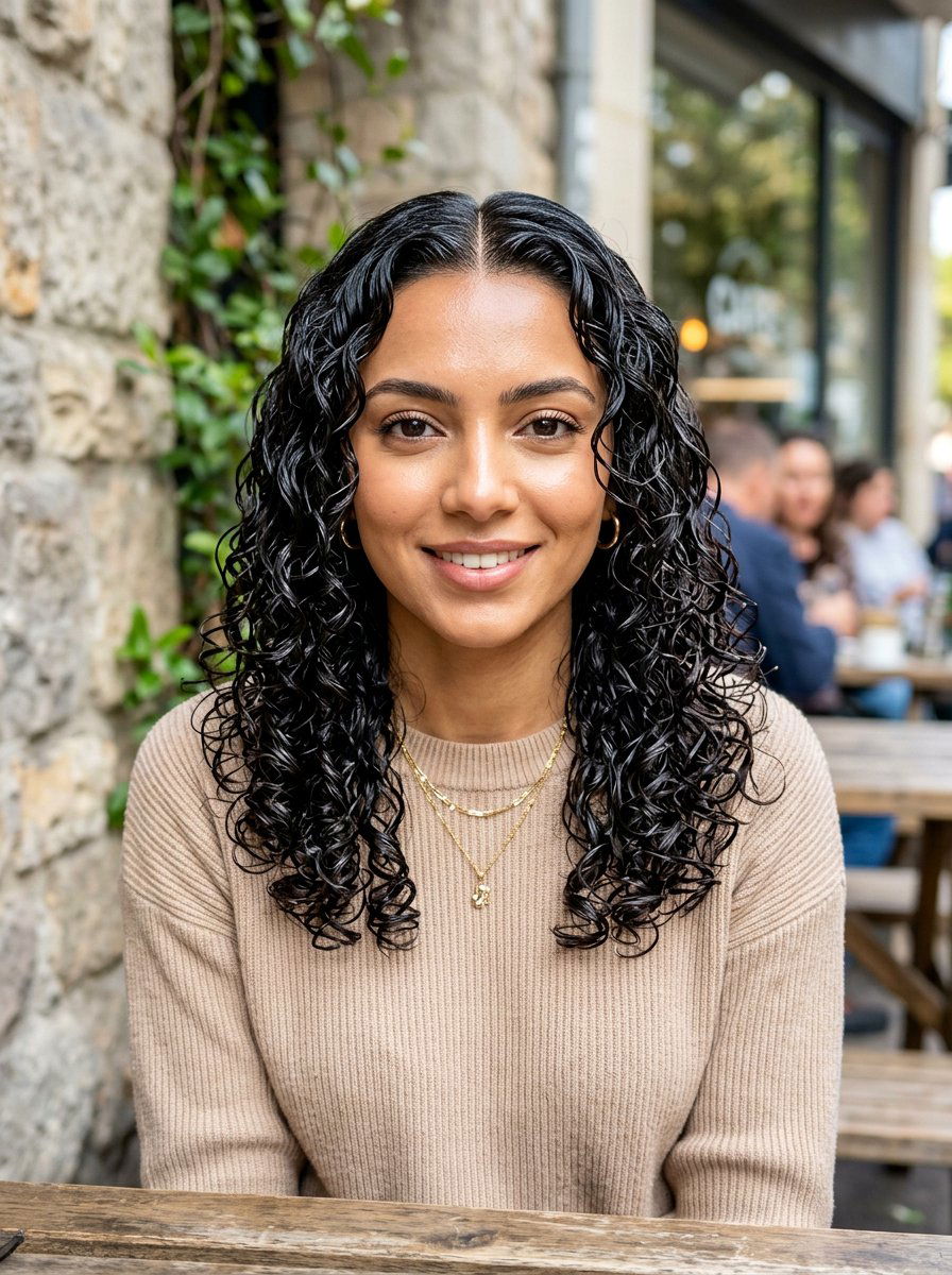 Middle Part Wet Look Curls - 20 wet look curls hairstyle - 20 wet look curls hairstyle