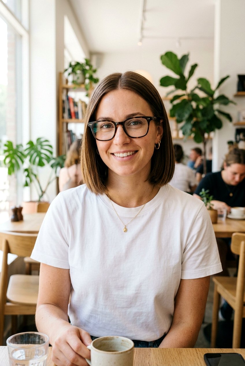 Middle Parted Bob - 20 low maintenance cut for women with glasses - 20 low maintenance cut for women with glasses