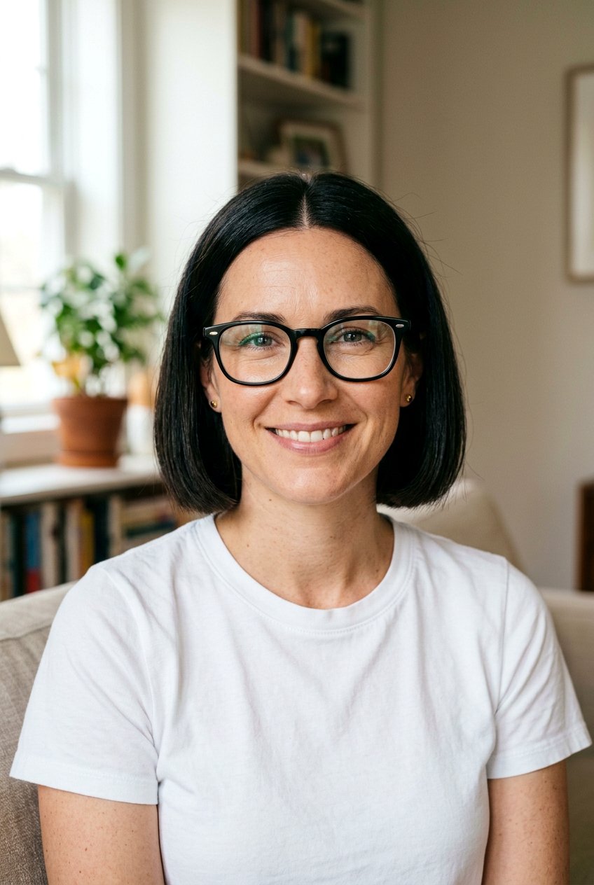 Middle Parted Chin Length Bob With Glasses - 20 chin length bob for women with glasses - 20 chin length bob for women with glasses