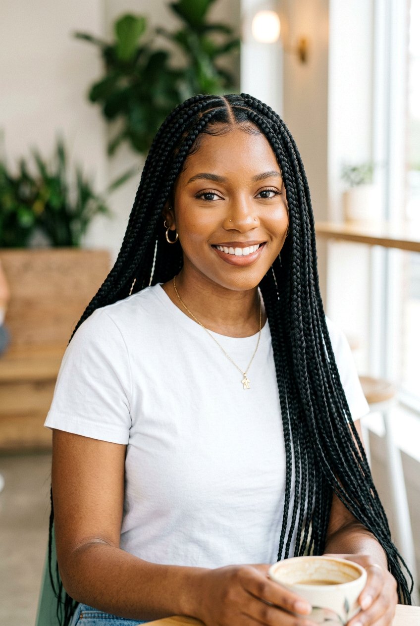 Middle part box braids - 20 natural hair with middle part styles - 20 natural hair with middle part styles