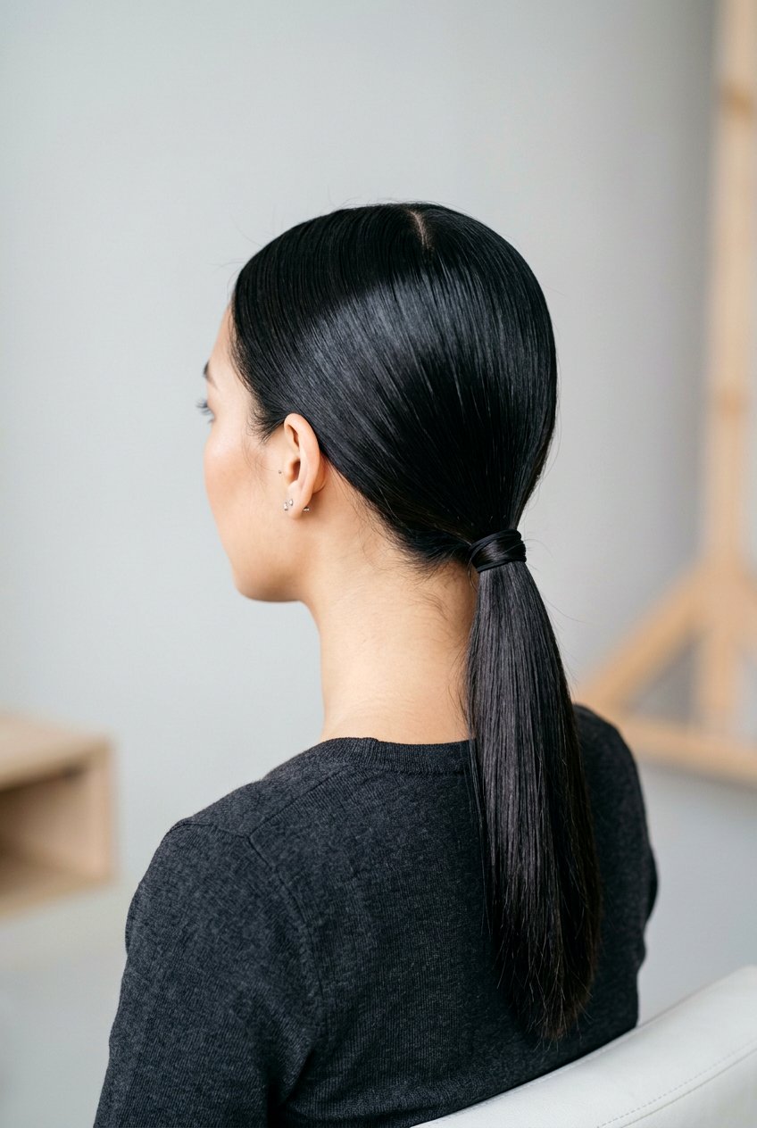 Middle part low ponytail - 20 low ponytail hairstyles - 20 low ponytail hairstyles