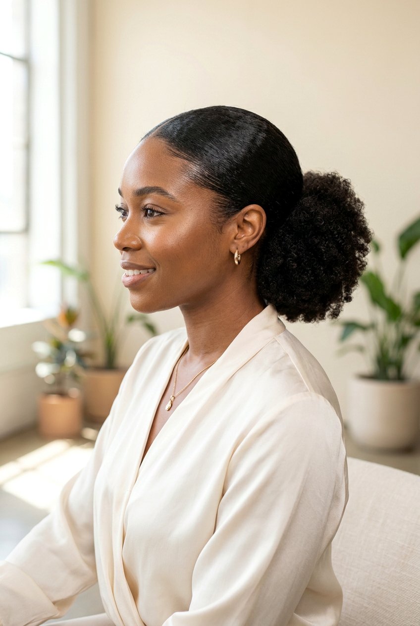 Middle part low puff - 20 natural hair with middle part styles - 20 natural hair with middle part styles