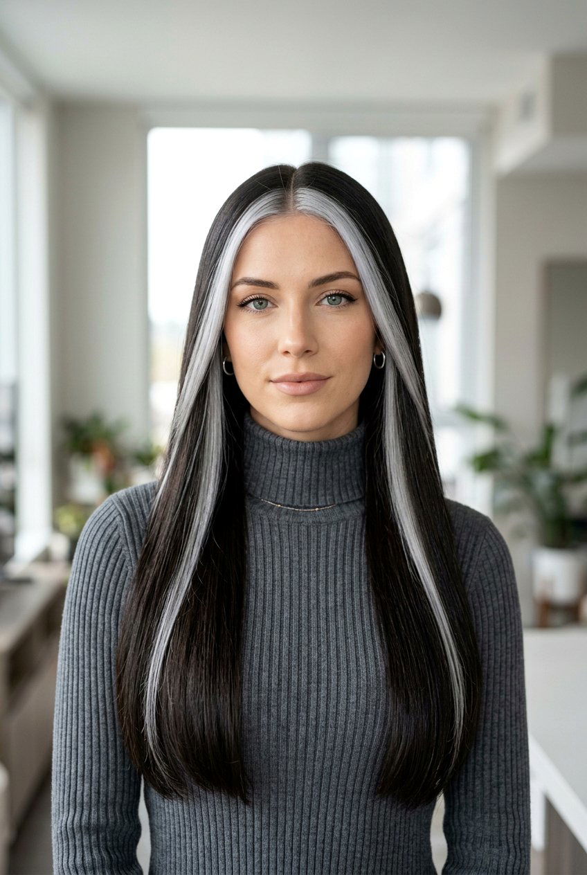 Middle part silver money piece - 20 silver money piece for mature women - 20 silver money piece for mature women