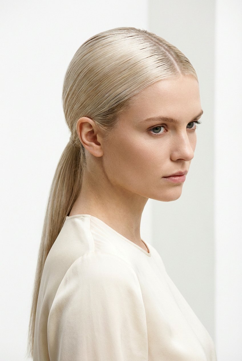 Middle part sleek ponytail - 20 sleek ponytail hairstyles - 20 sleek ponytail hairstyles