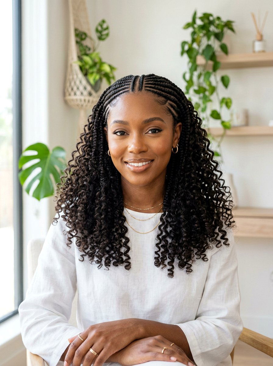 Middle part tribal braids with curls - 20 tribal braids with curls - 20 tribal braids with curls