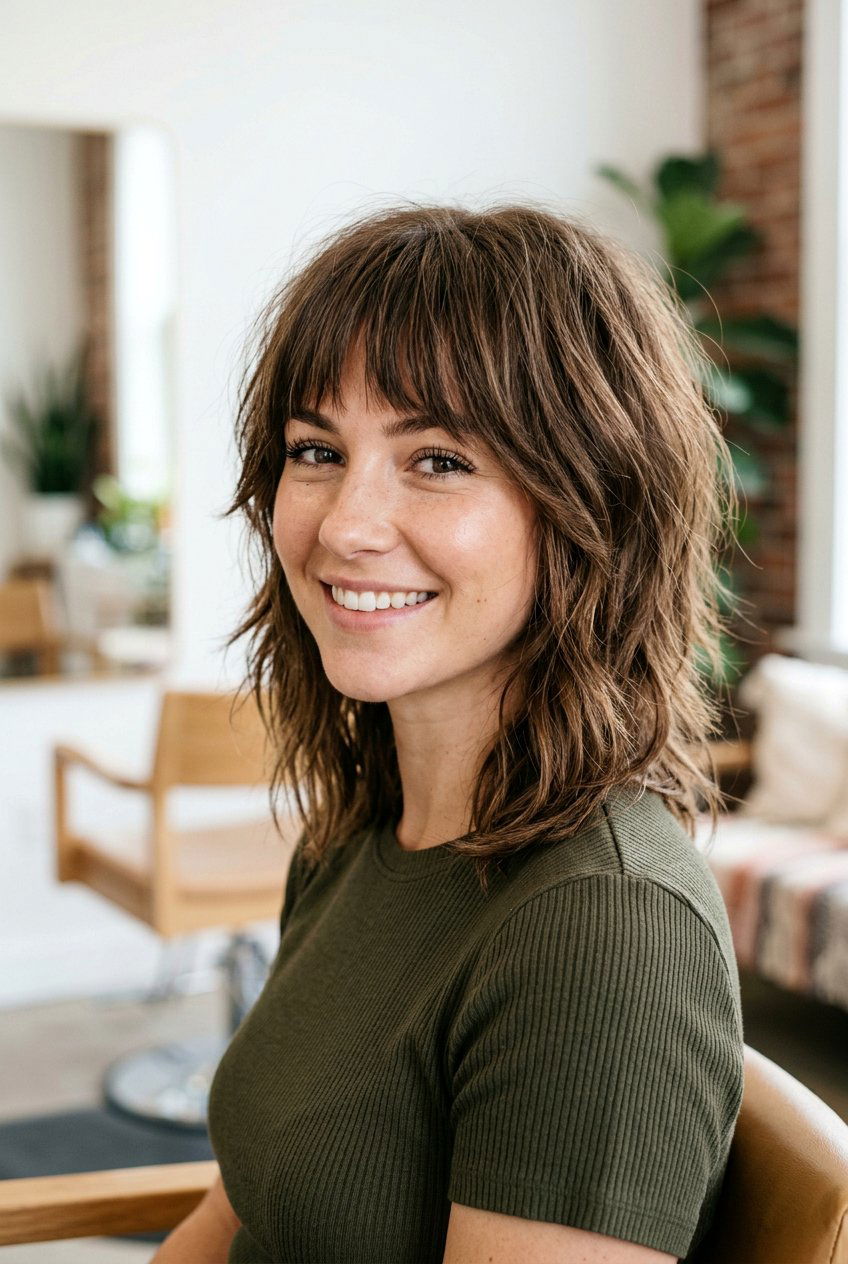 Midi Cut With Chin Length Bangs - 20 face framing layers haircut - 20 face framing layers haircut