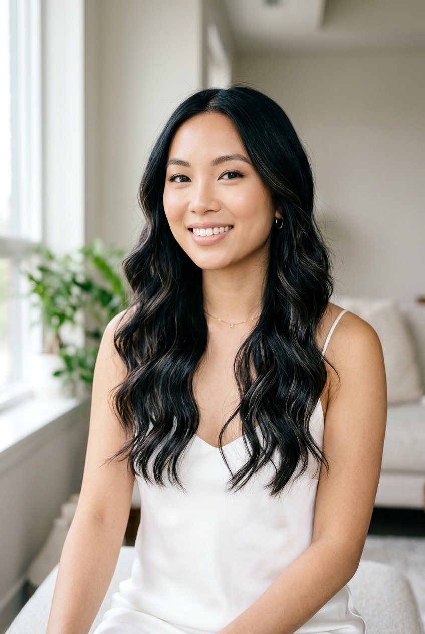 Midnight Black Hair Color With Subtle Highlights - 20 midnight black hair color - 20 midnight black hair color