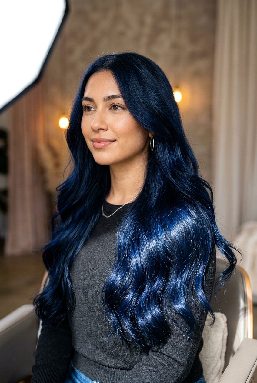 Midnight Blue Hair - 20 fantasy hair color ideas