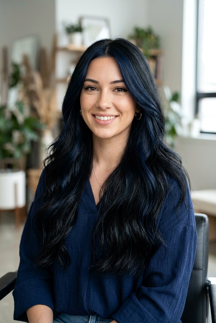 Midnight Blue Money Piece on Black Hair - 20 blue money piece on black hair - 20 blue money piece on black hair