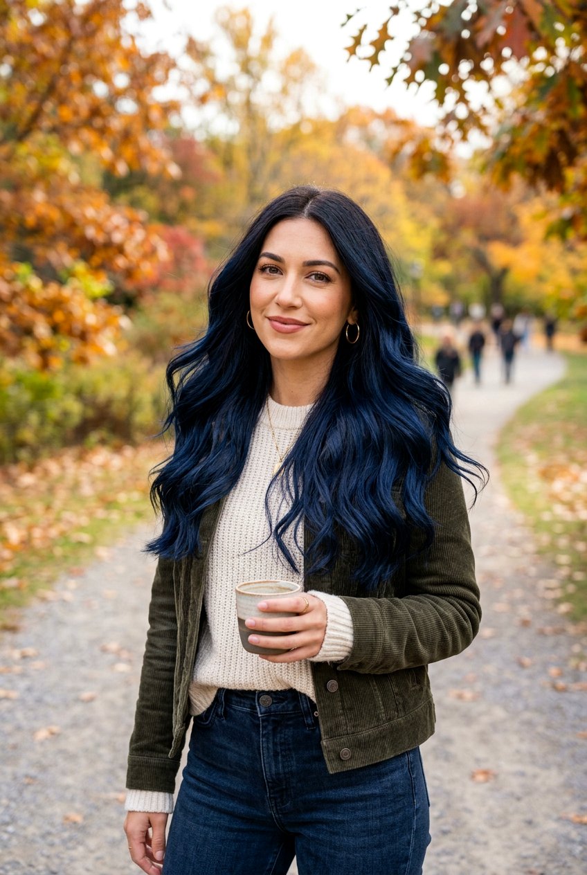 Midnight Navy Balayage On Dark Hair - 20 midnight navy hair color - 20 midnight navy hair color