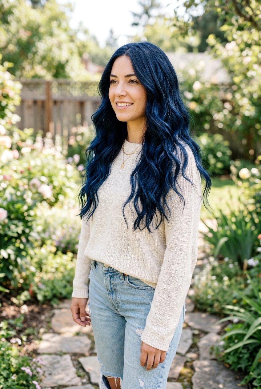 Midnight Navy Hair Color On Wavy Hair - 20 midnight navy hair color - 20 midnight navy hair color