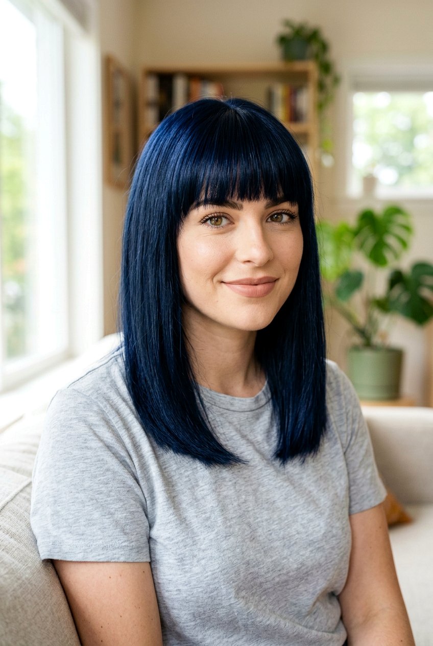 Midnight Navy Hair Color With Bangs - 20 midnight navy hair color - 20 midnight navy hair color