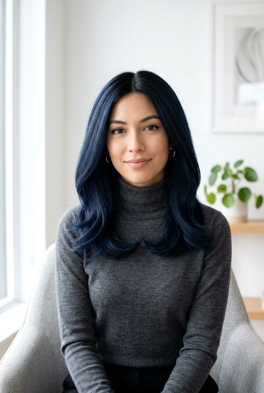 Midnight Navy Hair With Black Roots - 20 midnight navy hair color - 20 midnight navy hair color