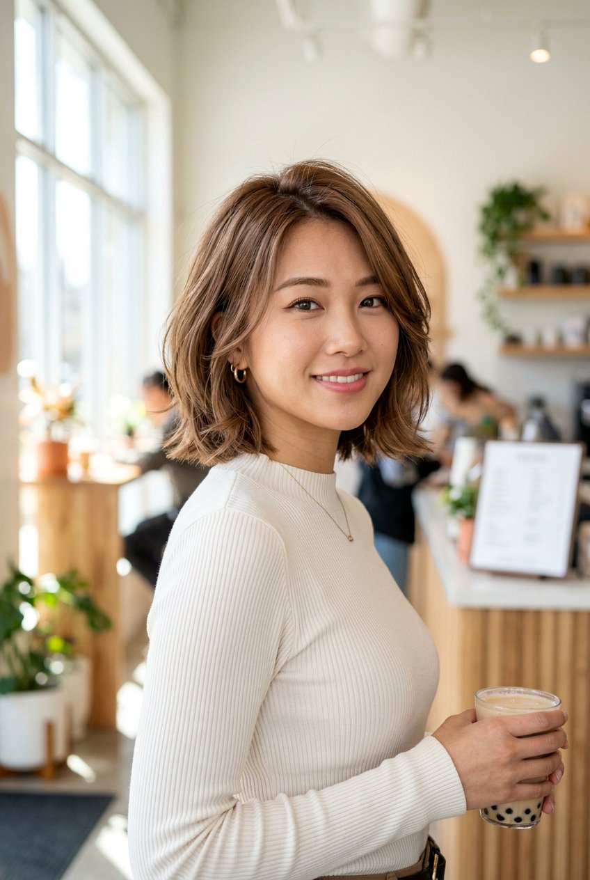 Milk Tea Brown Bob Haircut - 20 milk tea brown hair - 20 milk tea brown hair