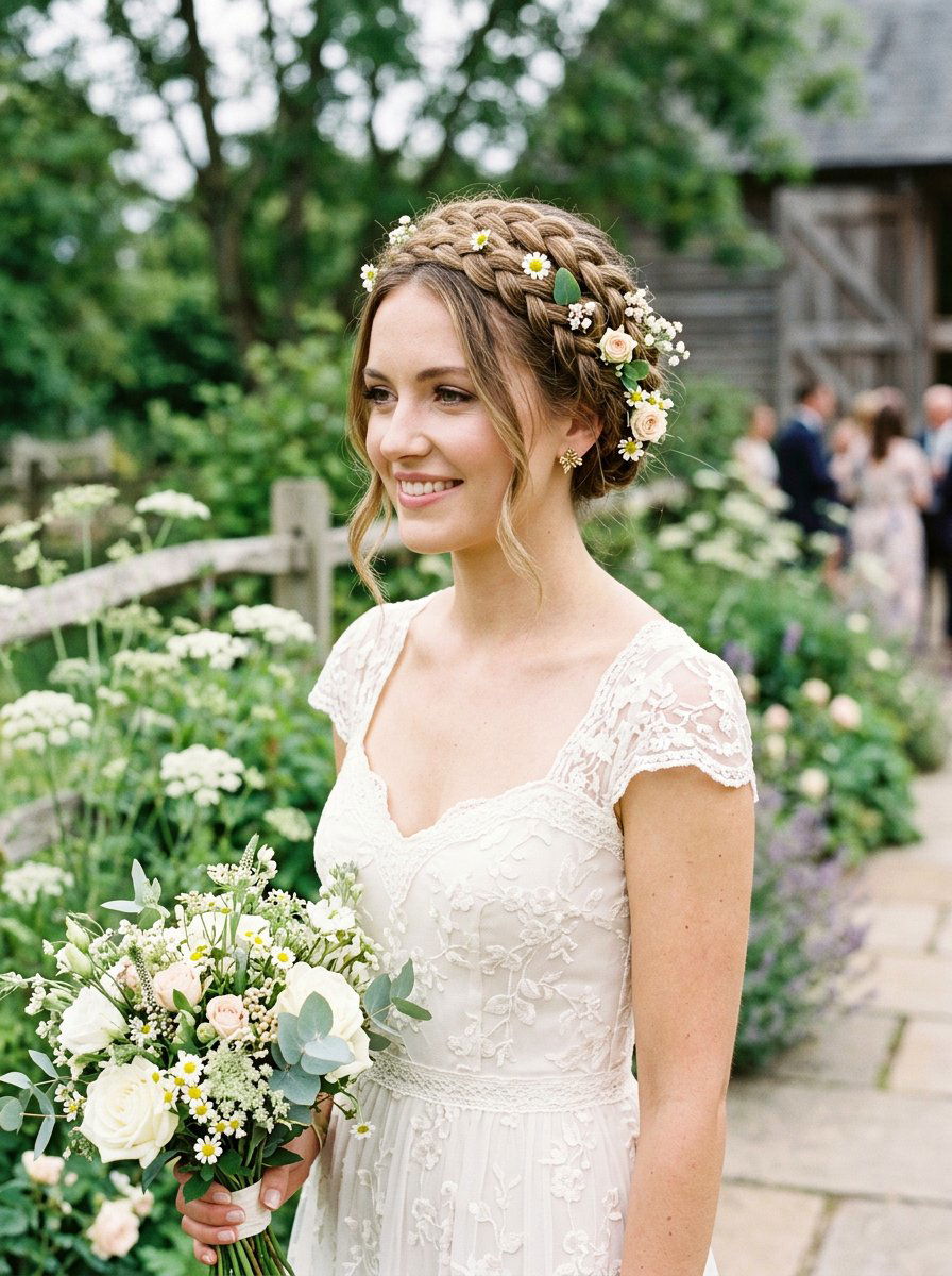 Milkmaid Braid Bridal Hairstyle - 20 romantic bridal hairstyle for long hair - 20 romantic bridal hairstyle for long hair