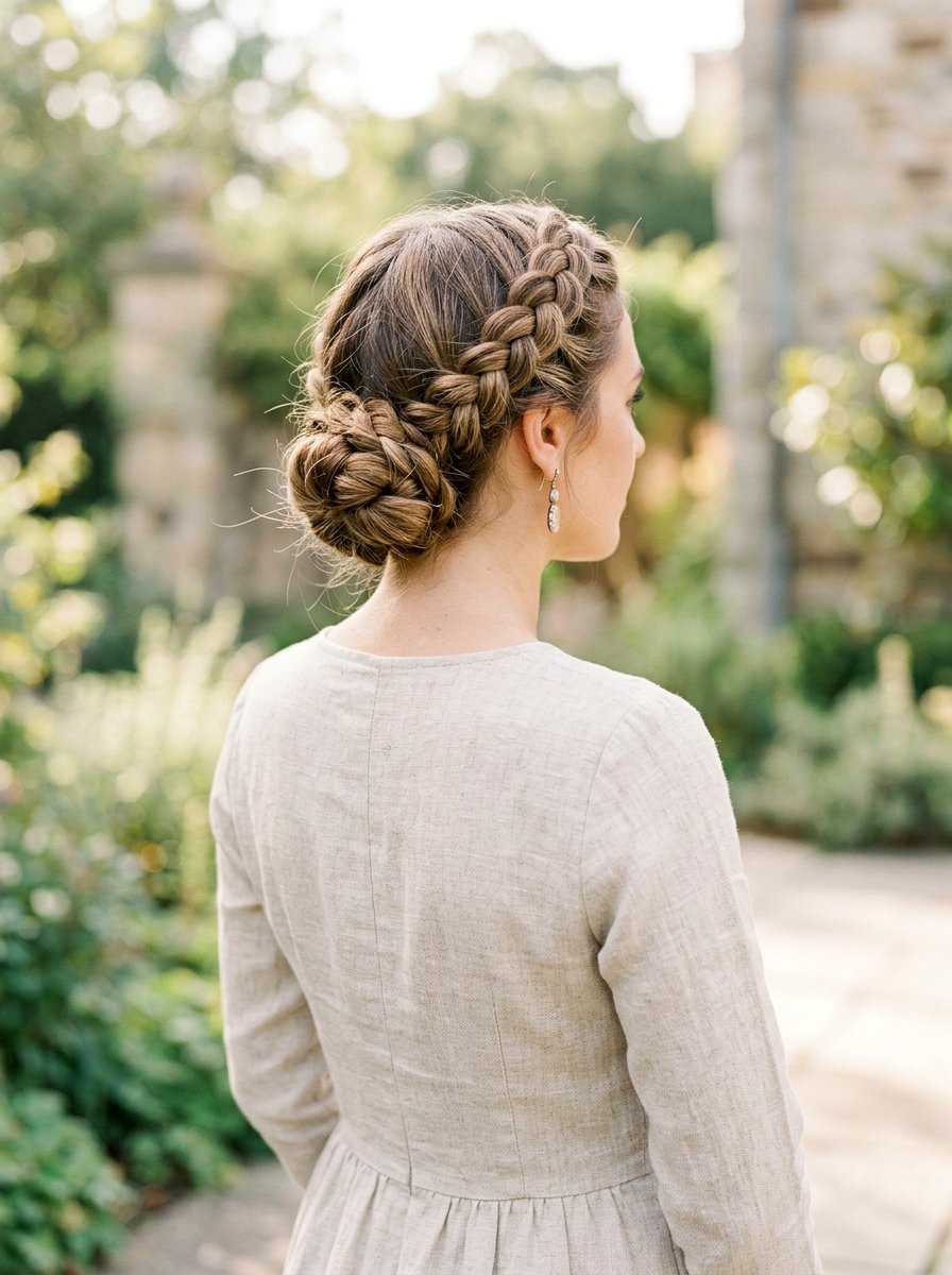 Milkmaid Braid Bun - 20 rainy day bun hairstyle - 20 rainy day bun hairstyle