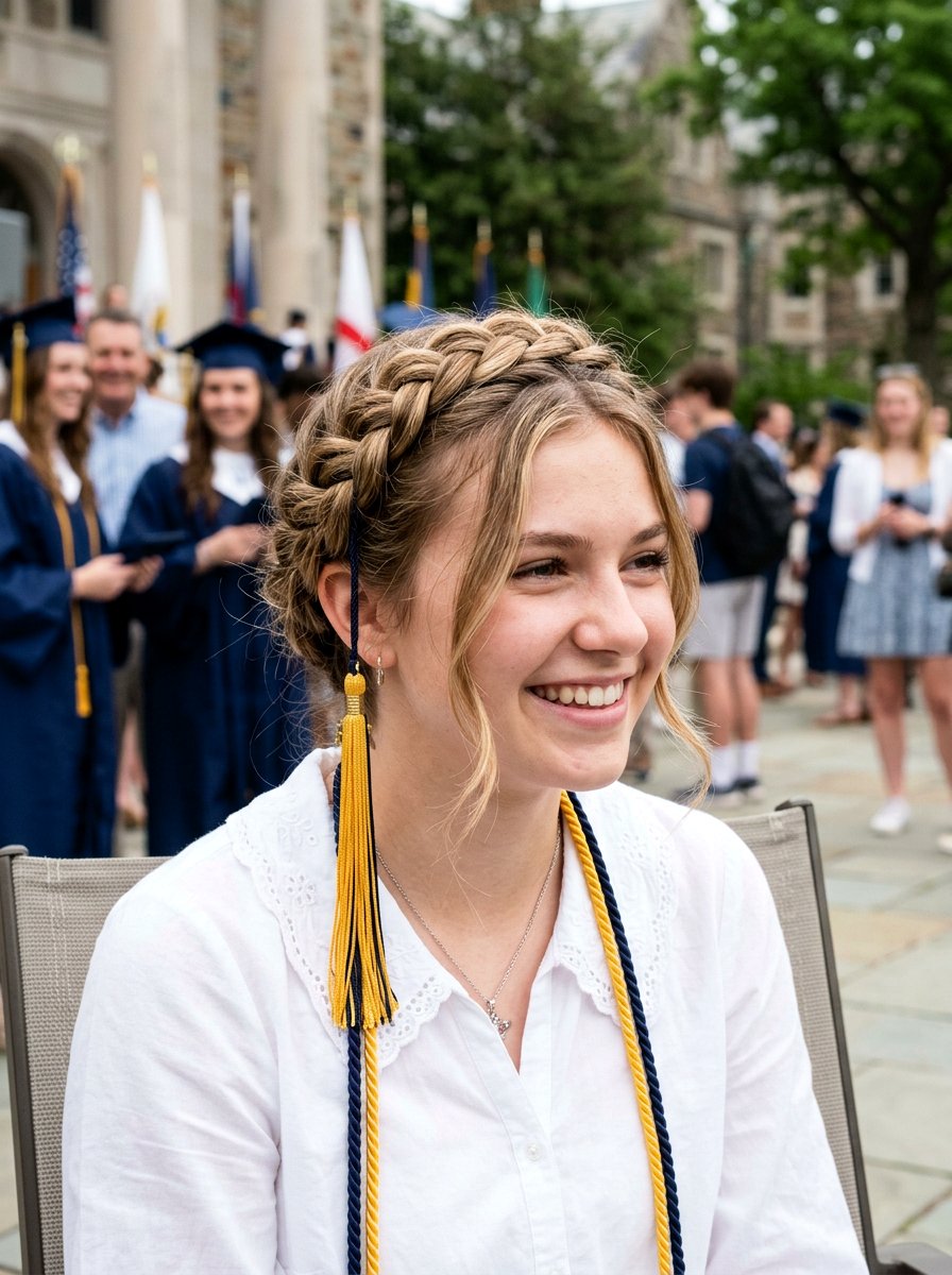 Milkmaid Braid For Graduation - 20 teen girls graduation hairstyle with braid - 20 teen girls graduation hairstyle with braid
